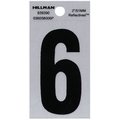 Hillman 2 in. Reflective Black Vinyl Self-Adhesive Number 6 1 pc, 6PK 839390